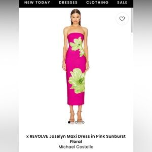 Michael Costello X REVOLVE Joselyn Strapless Maxi Dress in Pink and Green Floral